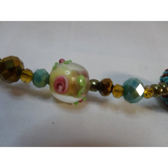 Seed Bead Ball & Murano Wedding Cake Jade Glass Stunning NECKLACE 40" long - Picture 2 of 11